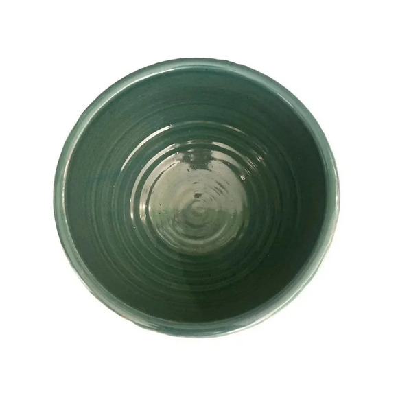 𝅺Great Bay Pottery N Hampton Glazed Clay Round Bowl Gray Green Blue 5"H x 8"D - Picture 2 of 12